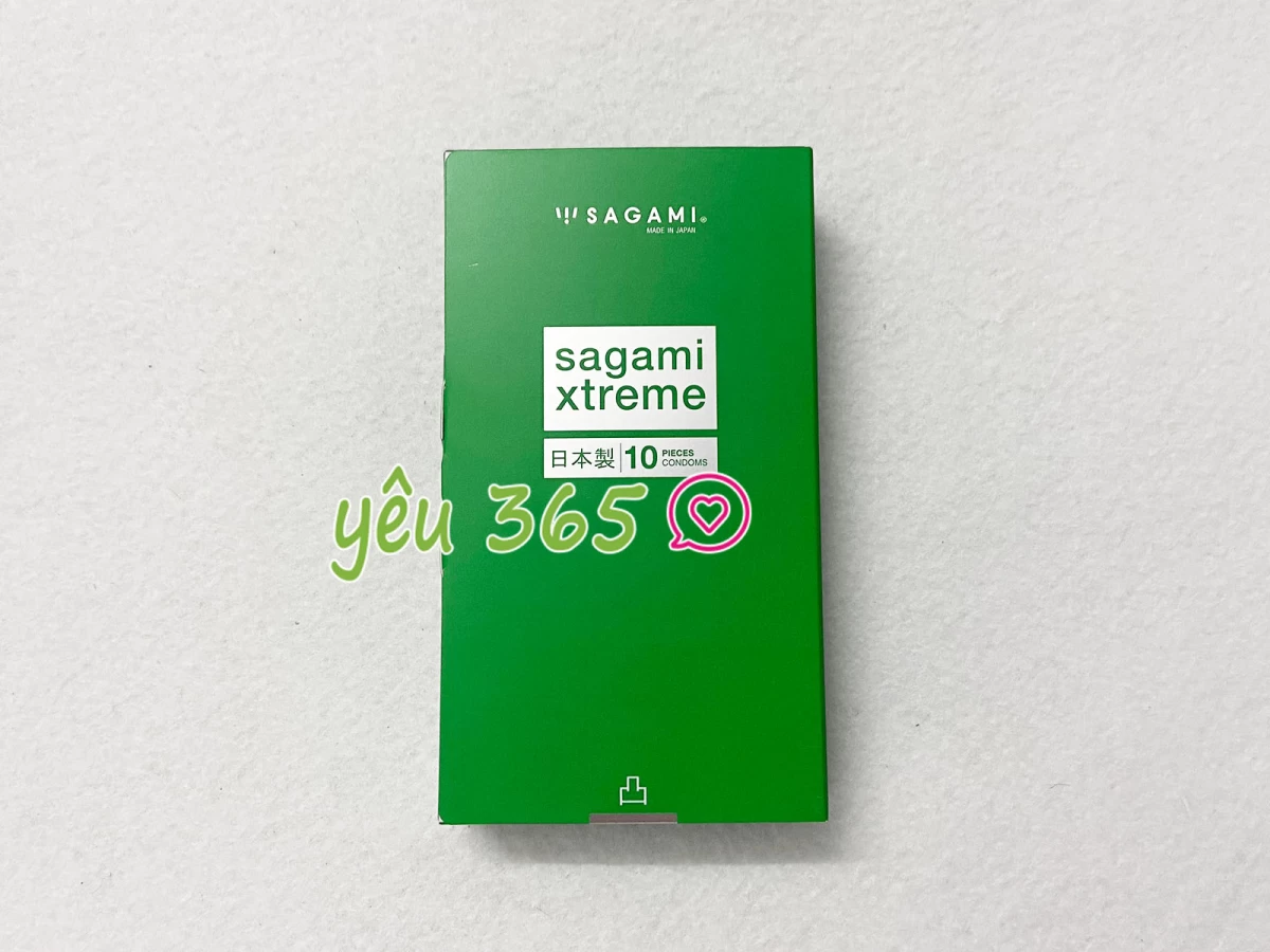 blank-424 Bao cao su có gai Nhật Bản Sagami Xtreme Green Siêu Mỏng 10 bao