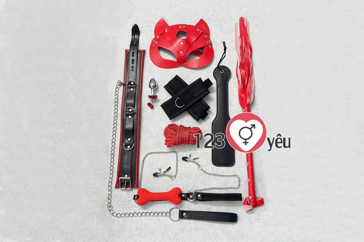 blank-196 Bộ bạo dâm 8 món mặt nạ 3 màu 1